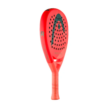 Raquette HEAD rouge en forme de goutte d'eau, vue de profil