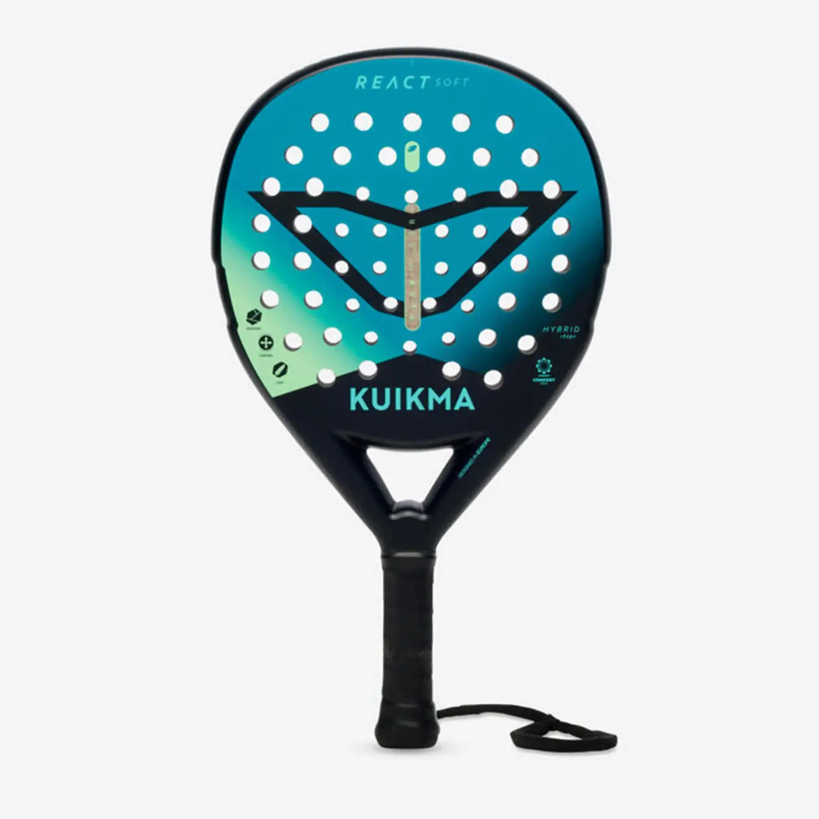Raquette Kuikma PR React Soft turquoise en forme de goutte d'eau